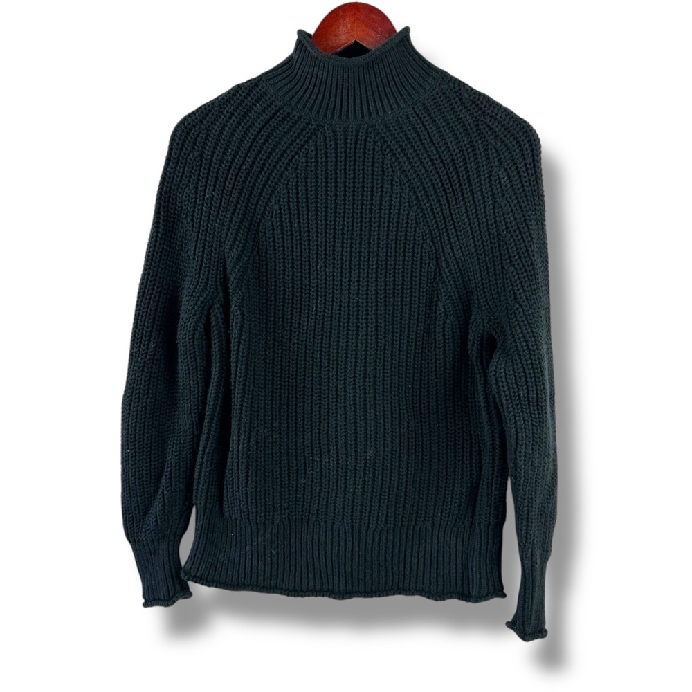 J. Crew Women's XS Chunky Knit Turtleneck Sweater Black Closet Staple Minimalist